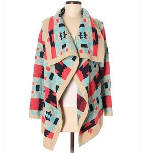 Kate Collection Aztec Waterfall Sweater Boho Med